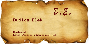 Dudics Elek névjegykártya